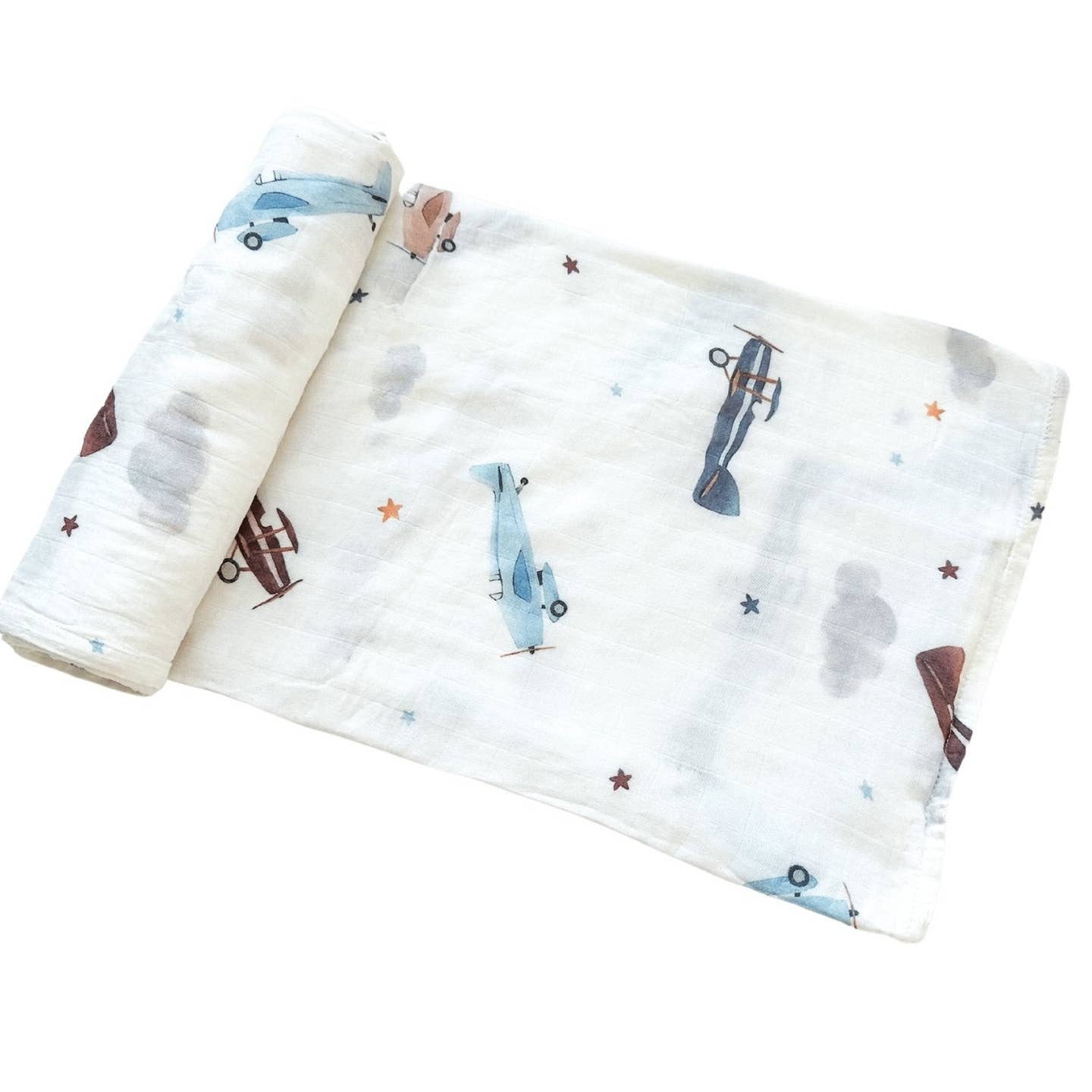 Vintage Airplane Muslin Swaddle Blanket