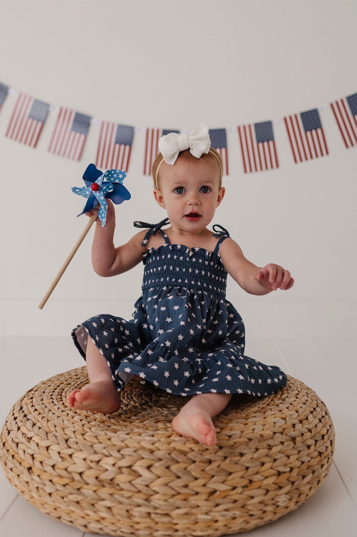 Tiered Dress Set in Navy Stars