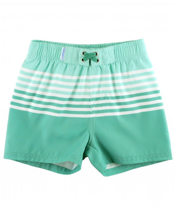 Ocean Teal Stripe Swim Trunks