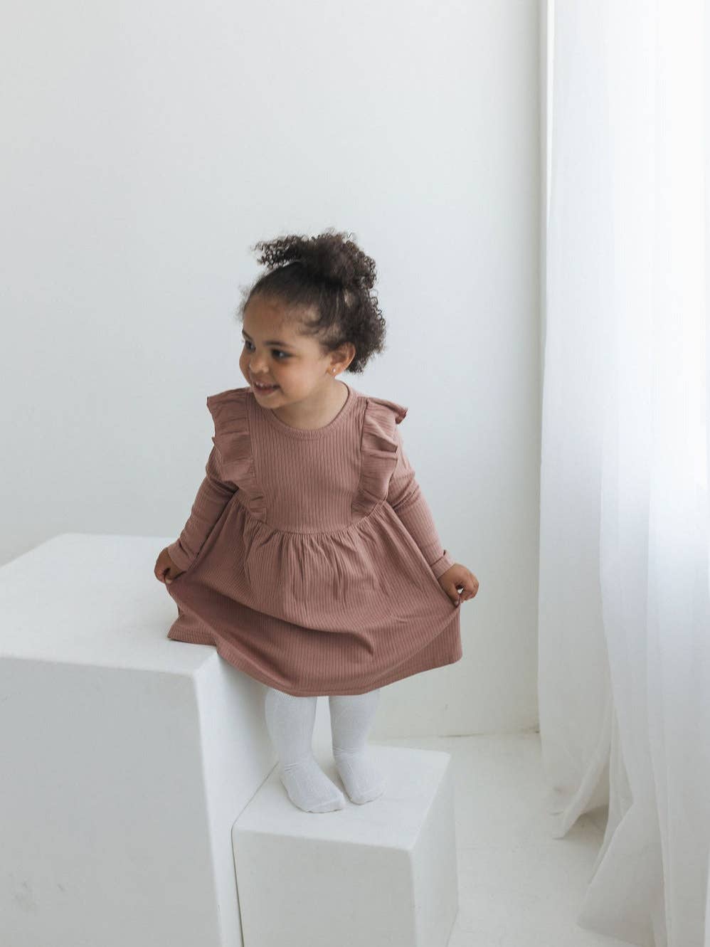 Ribbed Flutter Dress