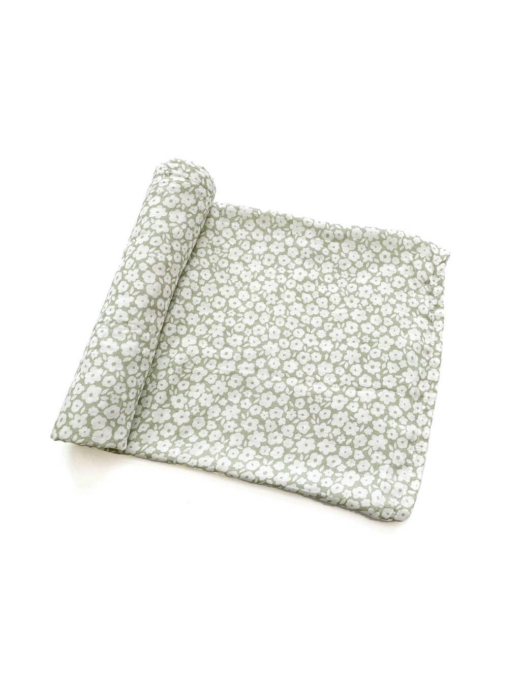 Sage Floral Muslin Swaddle Blanket