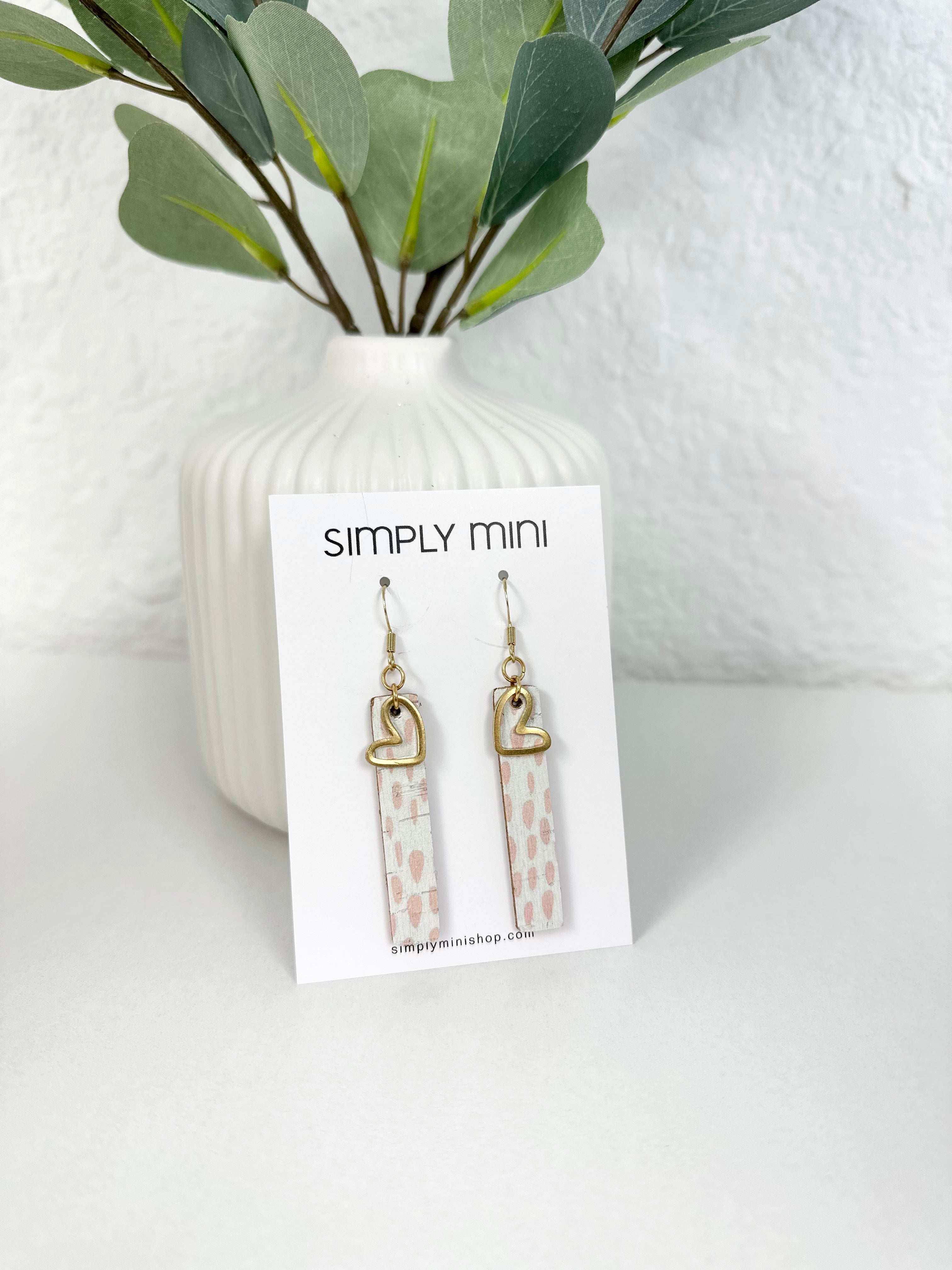 Heart Bar Earrings (Multiple Colors)