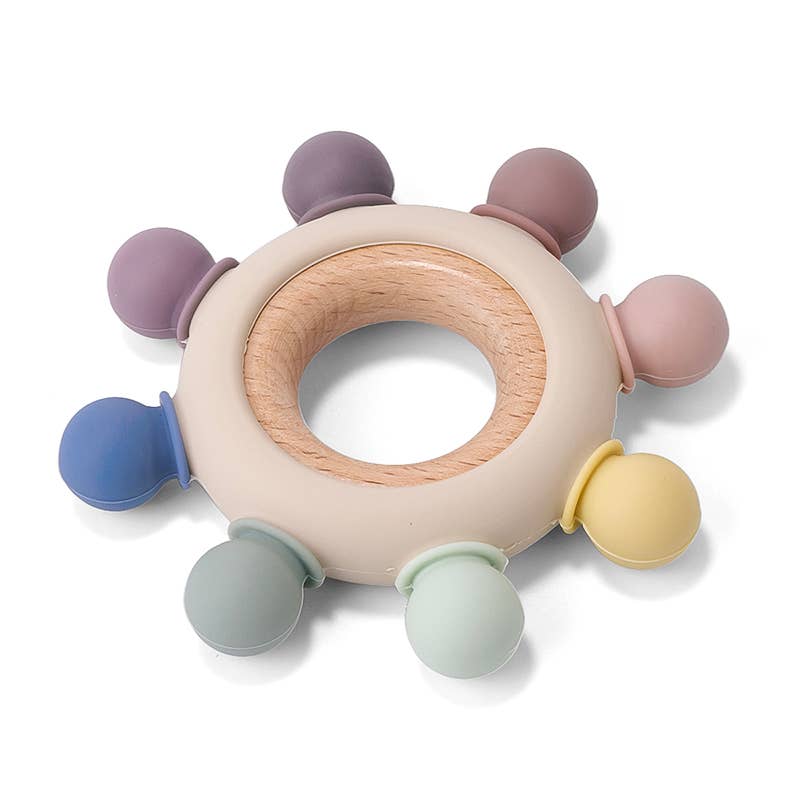 Rainbow Silicone + Wood Teether