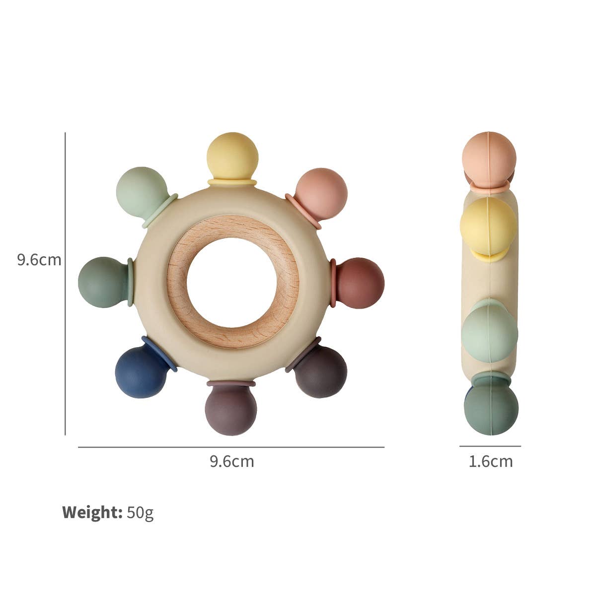 Rainbow Silicone + Wood Teether