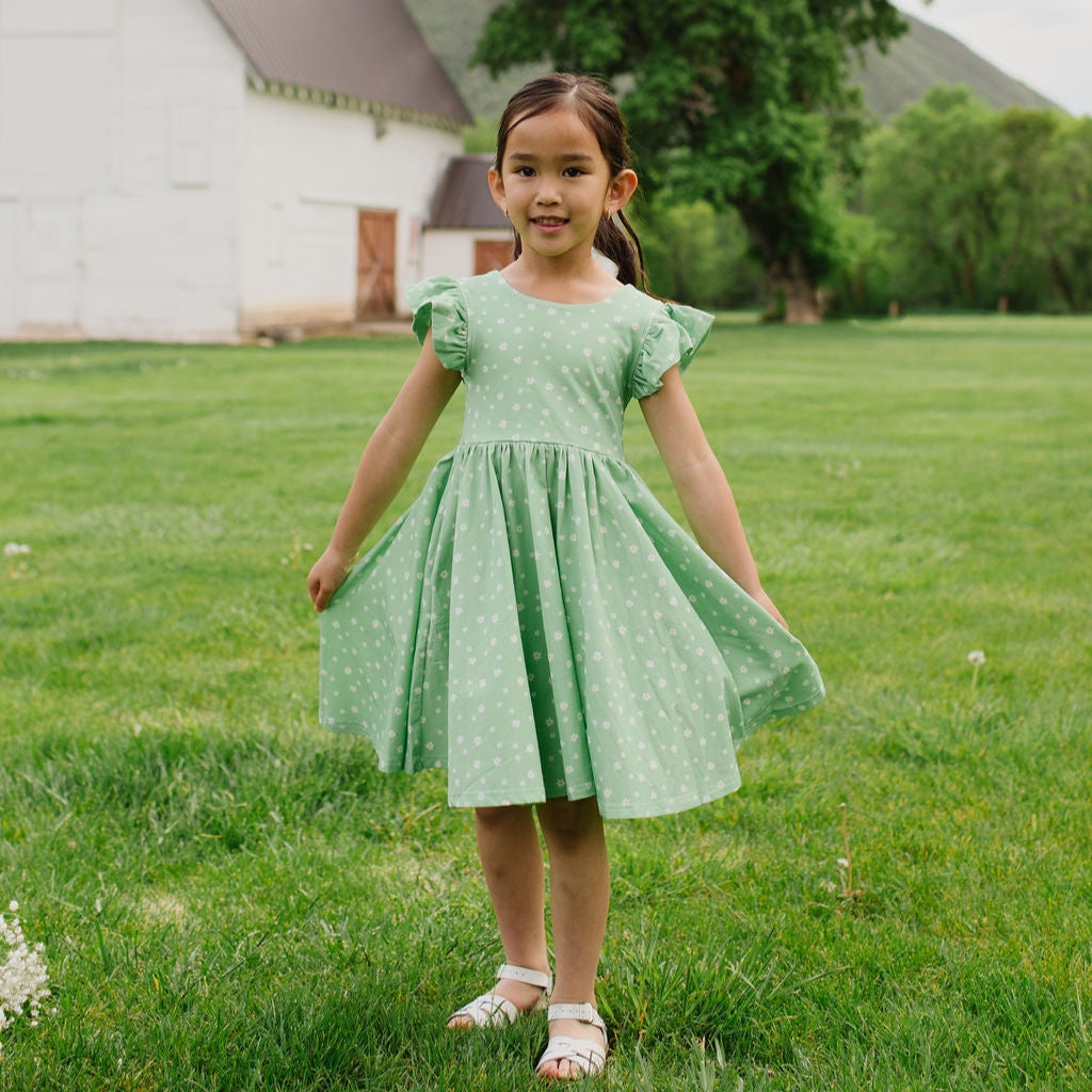 Green Daisy Twirl Dress
