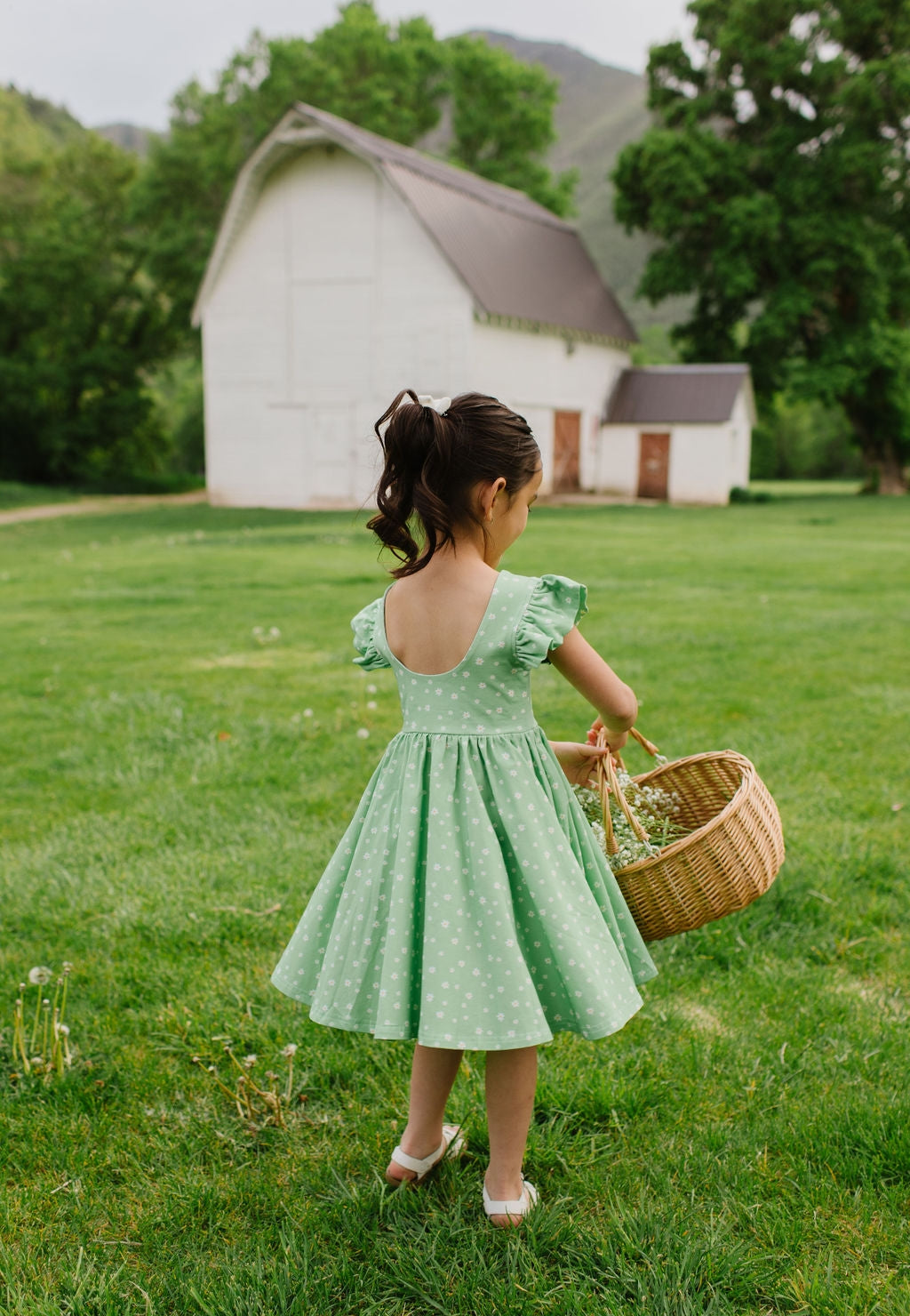 Green Daisy Twirl Dress