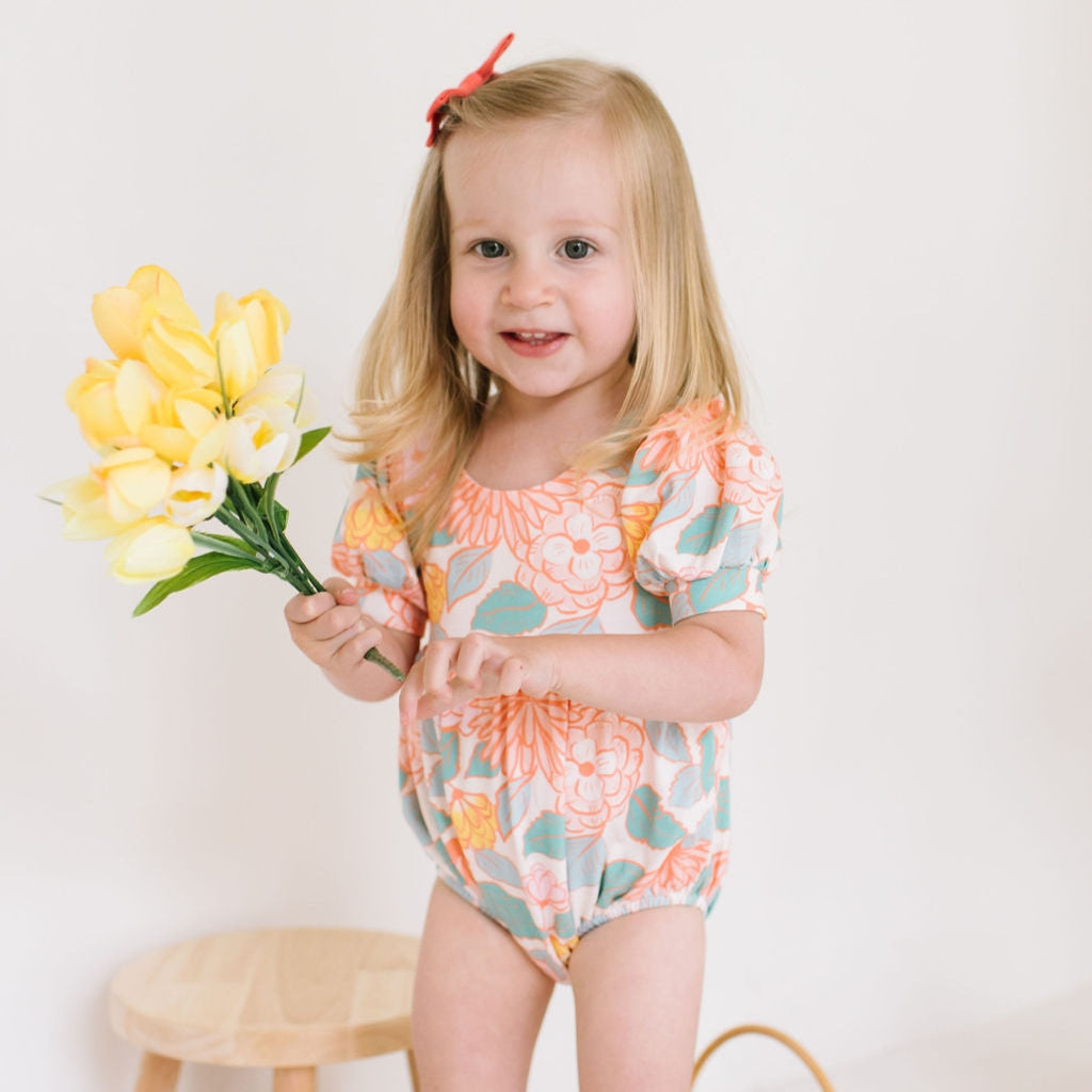 Puff Baby Romper in Soft Floral