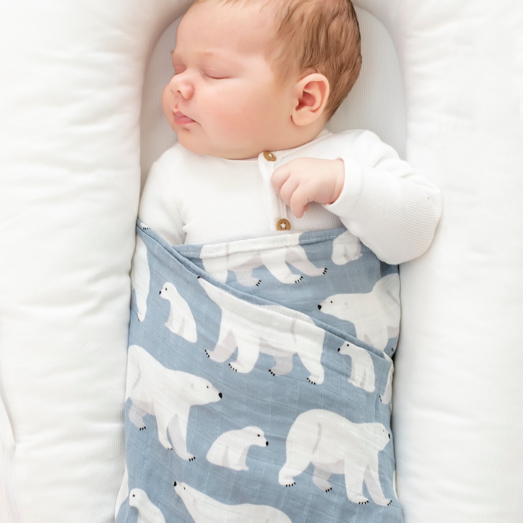 Cotton Muslin Swaddle - Polar Bear