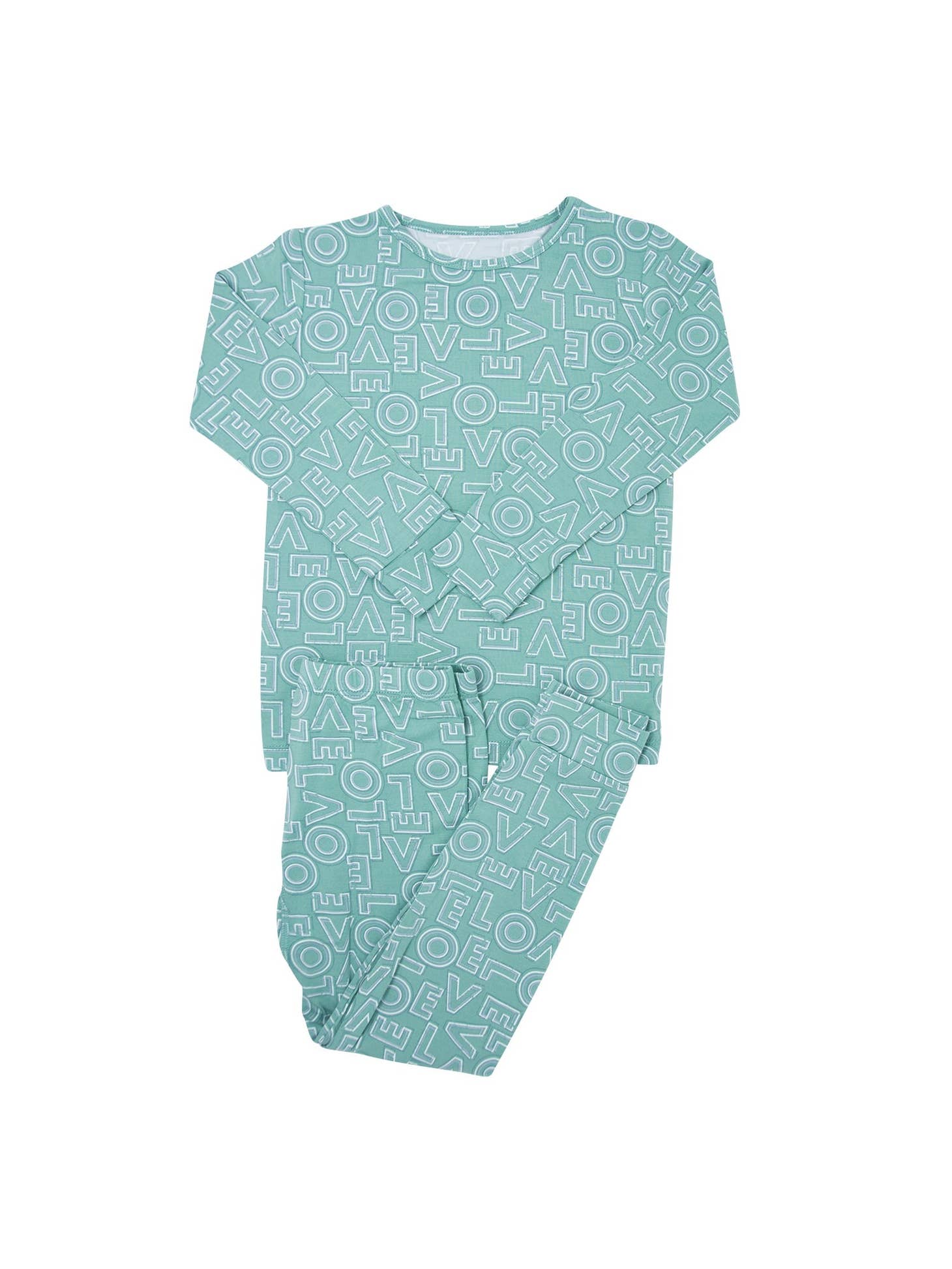 Teal Love Bamboo Two Piece Pajamas