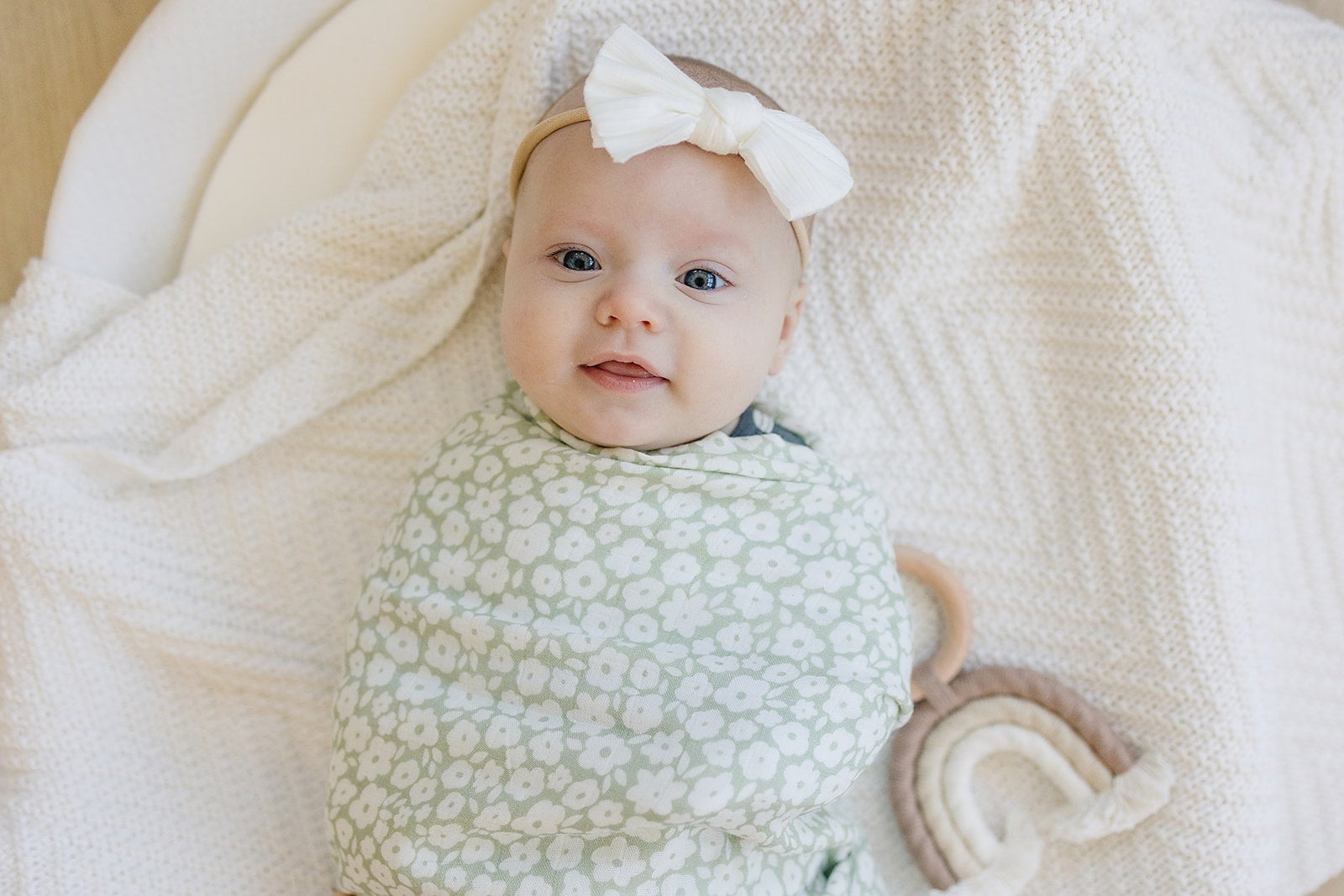 Sage Floral Muslin Swaddle Blanket