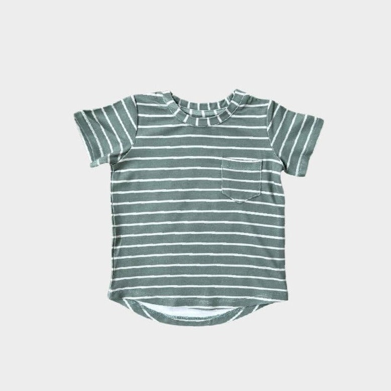 Pocket Tee in Sage Stripe
