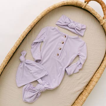 Knotted Gown Set With Buttons