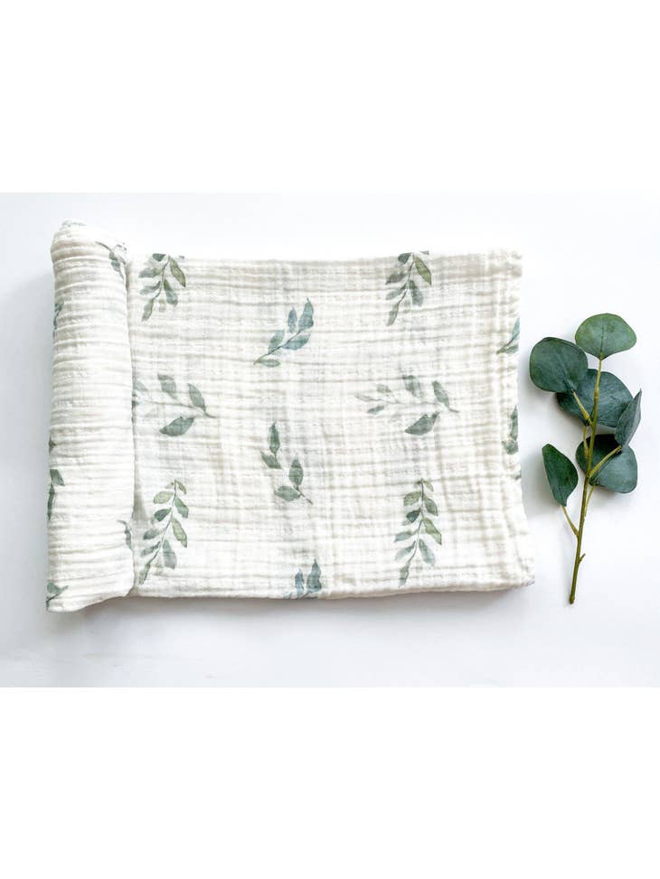 Greenery Bamboo Muslin Swaddle Blanket