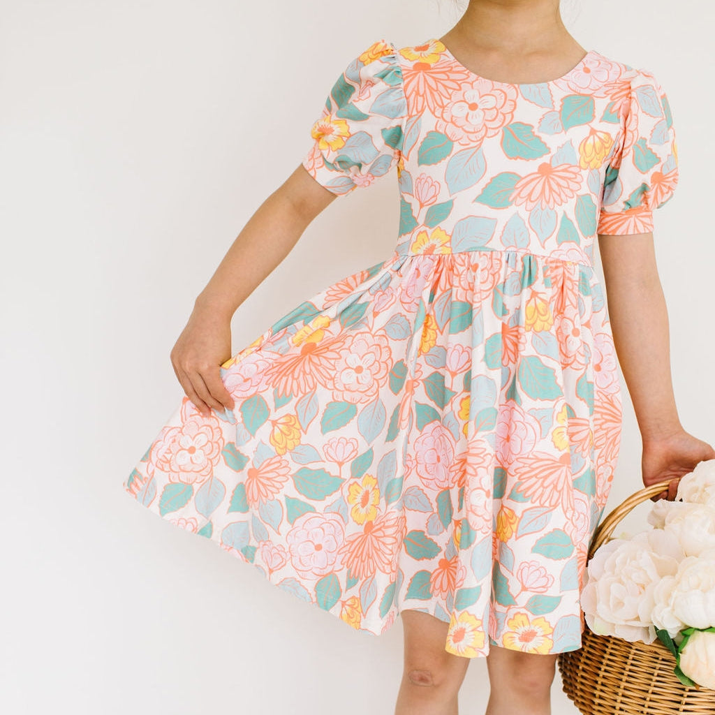 Puff Twirl Dress in Soft Floral