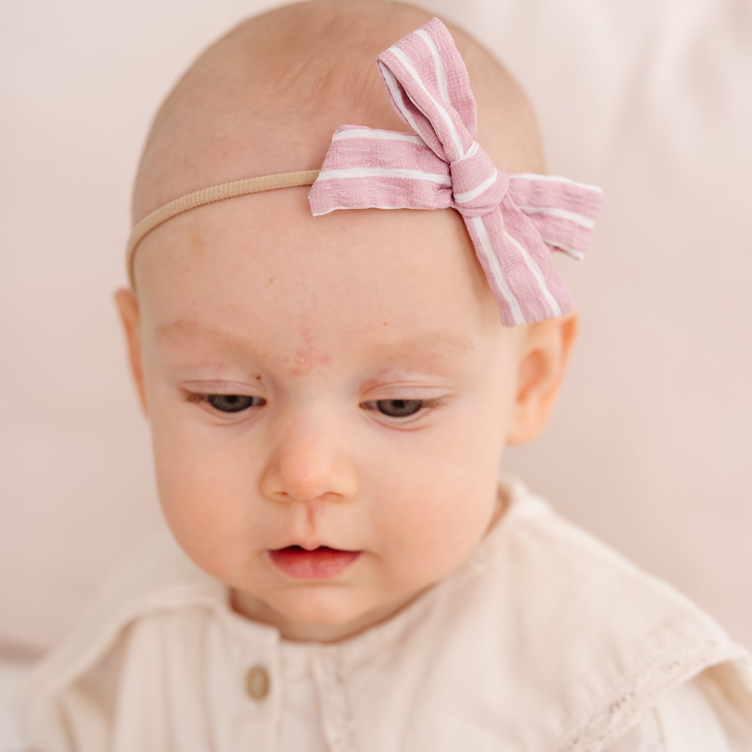 Pink Striped Headband Bow