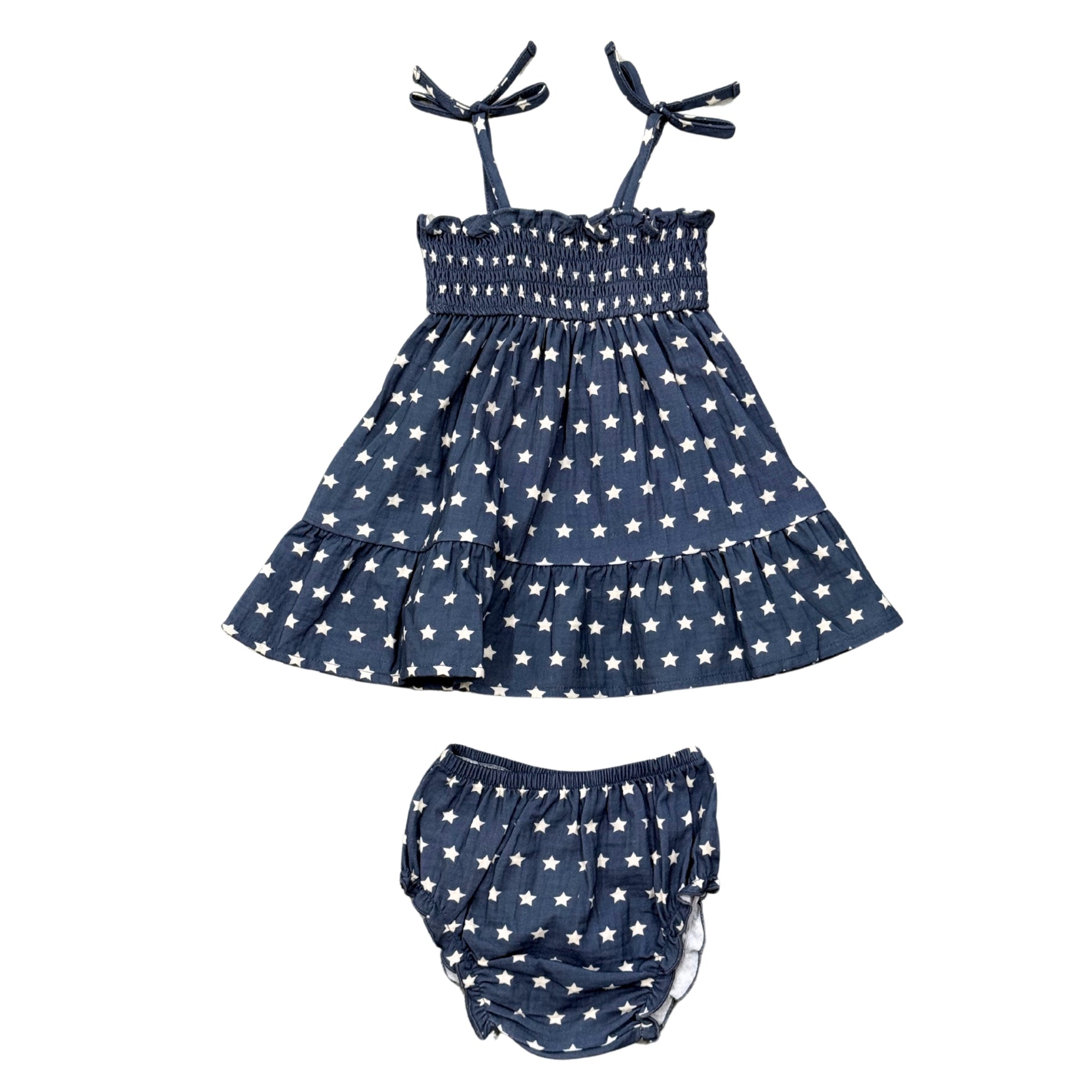 Tiered Dress Set in Navy Stars