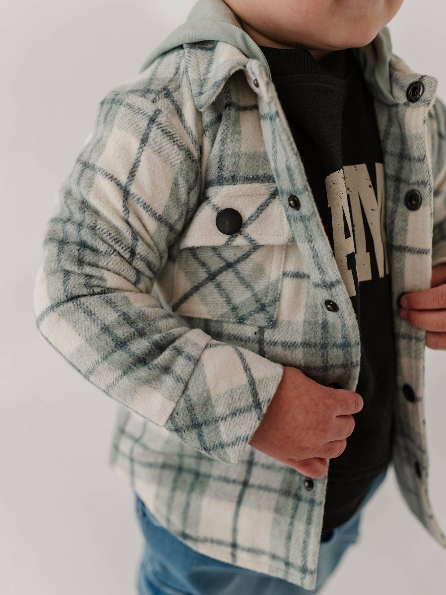 Mint Plaid Hooded Shacket