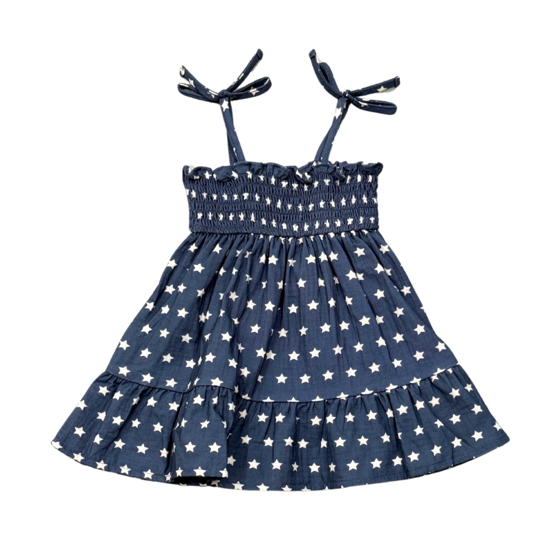 Tiered Dress in Navy Stars