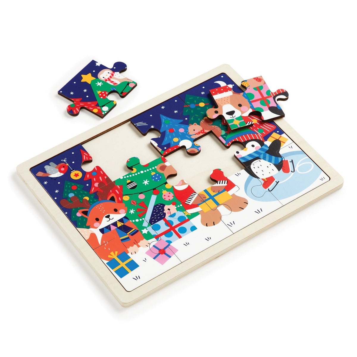 Wooden Tray Puzzle - Festive Friends