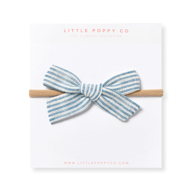 Blue Striped Headband Bow