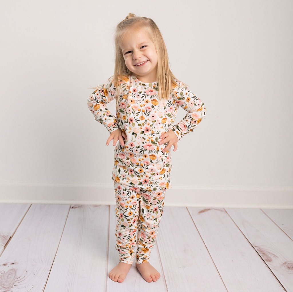 Boho Floral Two Piece Bamboo Pajamas
