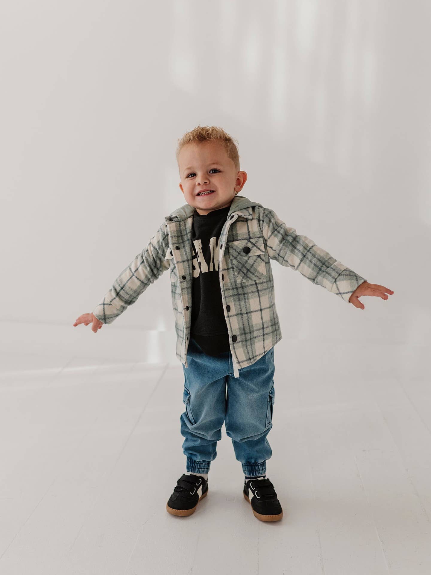 Mint Plaid Hooded Shacket